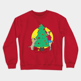 Dog and Christmas Tree Crewneck Sweatshirt